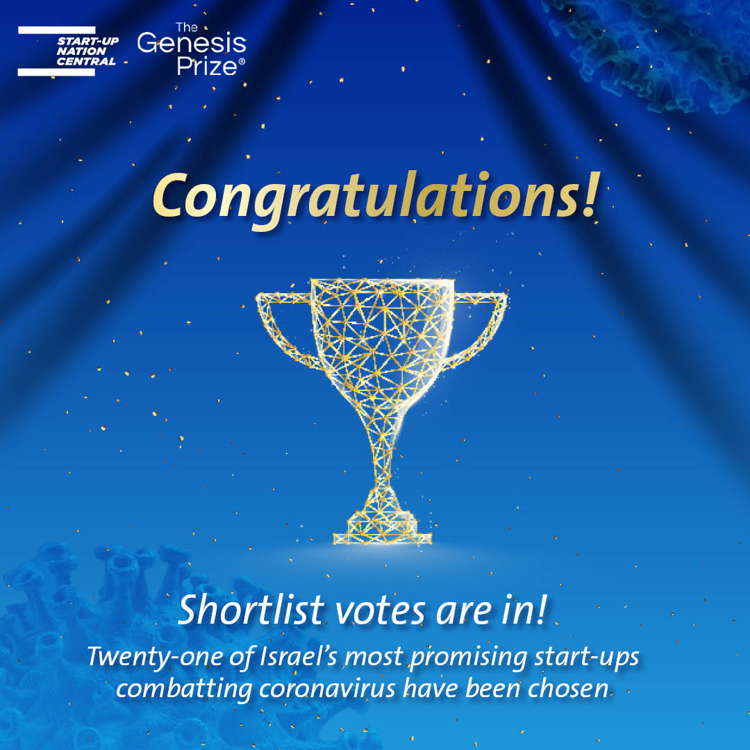 The Genesis Prize Foundation and Start-Up Nation Central Announce Finalists in COVID-19 Start-up Competition